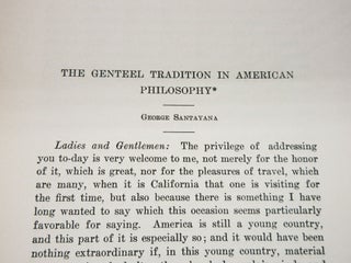 The Genteel Tradition in American Philosophy: The Annual Public Address Before the Union, August 25, 1911