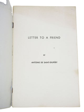 Letter to a Friend [Translated by Inge Sammet]