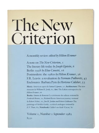 Item #27 The New Criterion (Volume 1, No. 1). Hilton Kramer, ed
