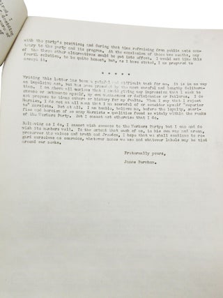 Supplement to Information Bulletin No. 8 of the Workers Party (National Office) [Containing the “Letter of Resignation of James Burnham” and the “Statement of the Political Committee on the Resignation of James Burnham from the Workers Party”]