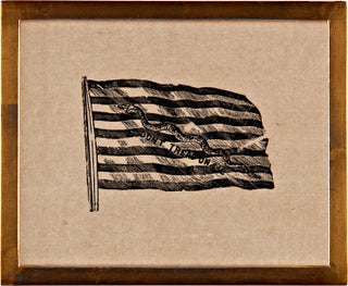 American Revolution Original Woodblock: Rattlesnake and “Don’t Tread on Me” Print with Uniformly Framed Modern Impression